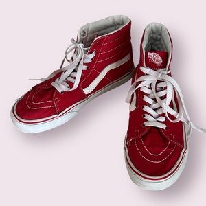 Vans Red Hi-Top Sneakers Shoes Unisex Mens 7 Womens 8.5
